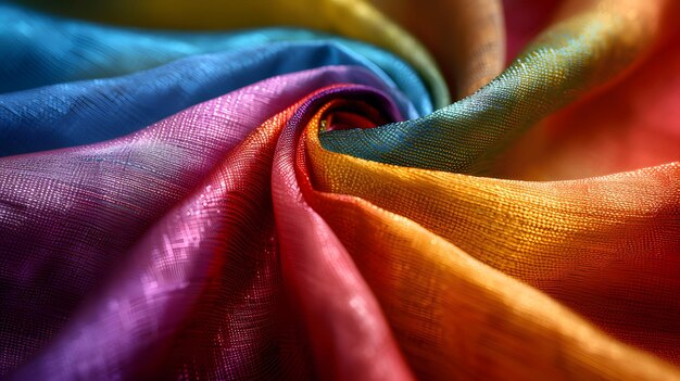 Photo a closeup of colorful fabric with each color representing the different rainbow colors the material