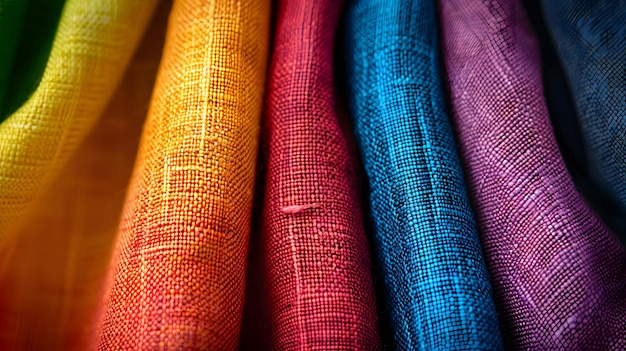 Photo a closeup of colorful fabric with each color representing the different rainbow colors the material