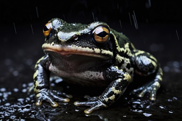 CloseUp of a Colorful Frog on Dark Background