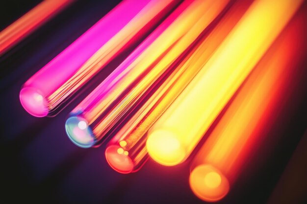 Photo closeup of colorful glowing tubes