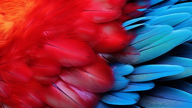 CloseUp of a Colorful Parrot Parrot Feathers