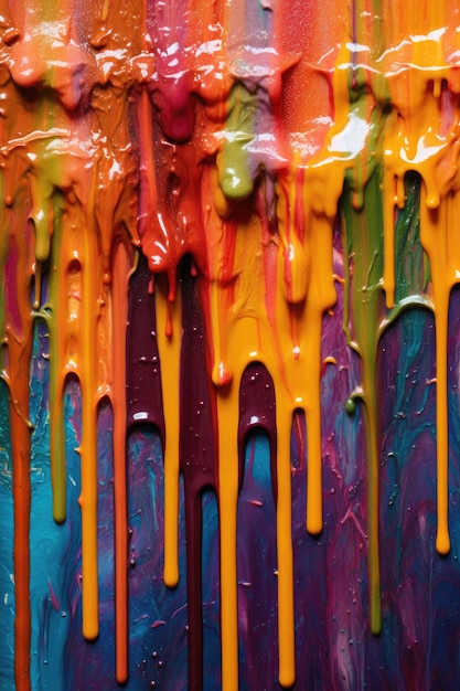 Closeup of colorful popsicles melting created with generative ai