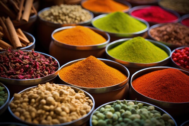 CloseUp of Colorful Spices in Market Generative AI