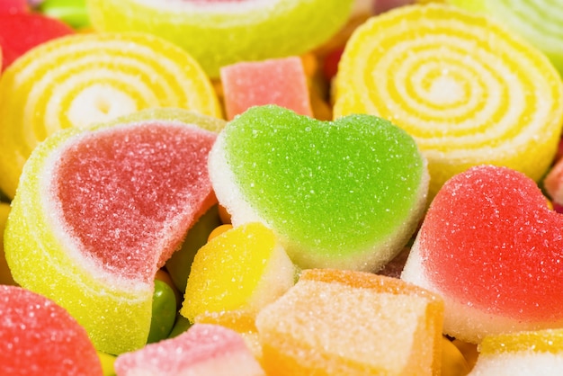 Closeup colorful sugary candy