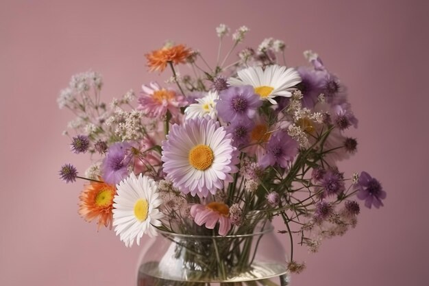 CloseUp of Colorful Wildflower Bouquet Vibrant and Cheerful