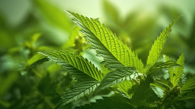 closeup of common nettle bush