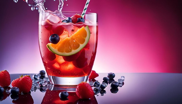 Closeup of condensation on a glass of cold fruit punch