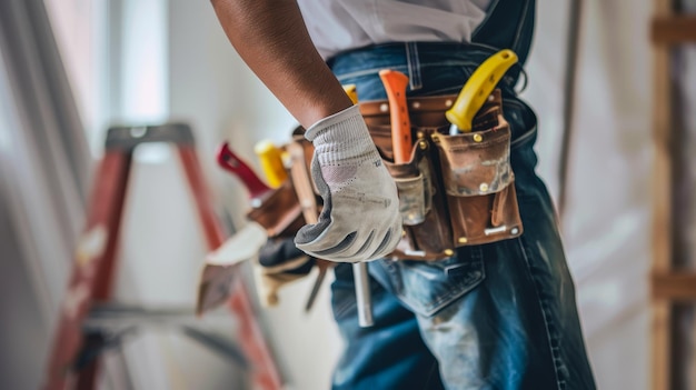 CloseUp of Construction Worker with Protective Gear