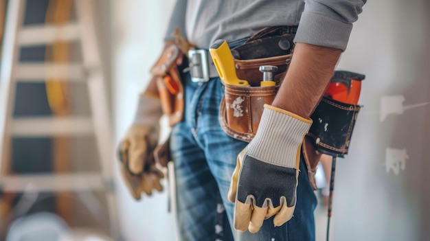 CloseUp of Construction Worker with Protective Gear