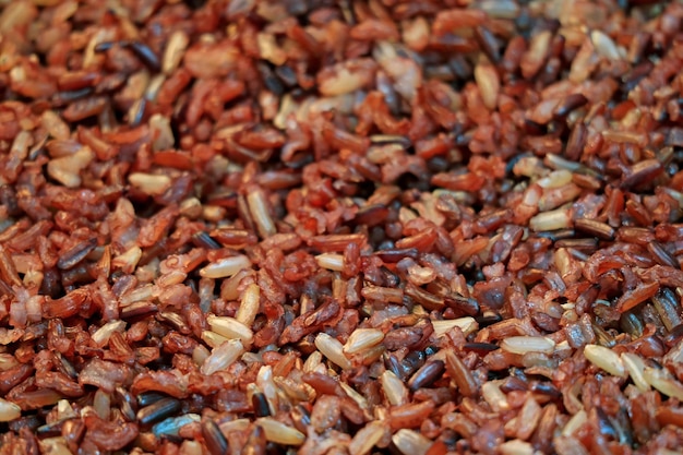 Closeup Cooked Tasty and Healty Rice-berry Rice with Selective Focus