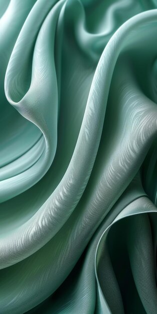 Closeup of the corner of an empty light blue fabric with smooth flowing folds