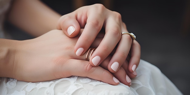 A closeup of a couple39s hands exchanging wedding rings closeup couple39s hands exchanging rings