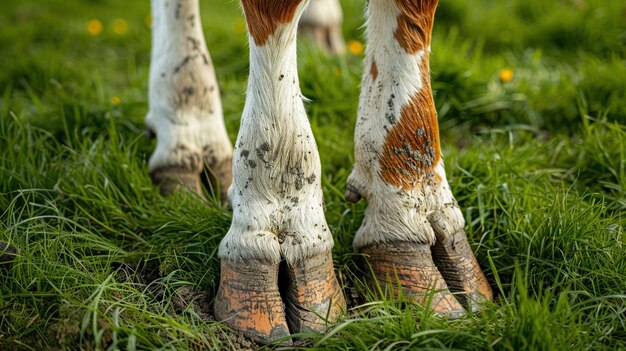 Photo closeup of a cow39s hooves in a lush meadow