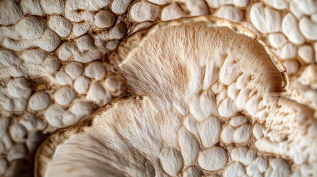 Closeup of a CreamColored Mushroom with Delicate Gills and a Textured Cap