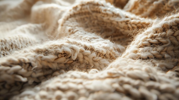 Closeup of a creamy knit fabric emphasizing texture and warmth