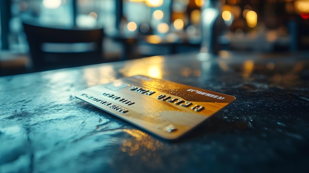 Closeup of a Credit Card on a Table in a Restaurant