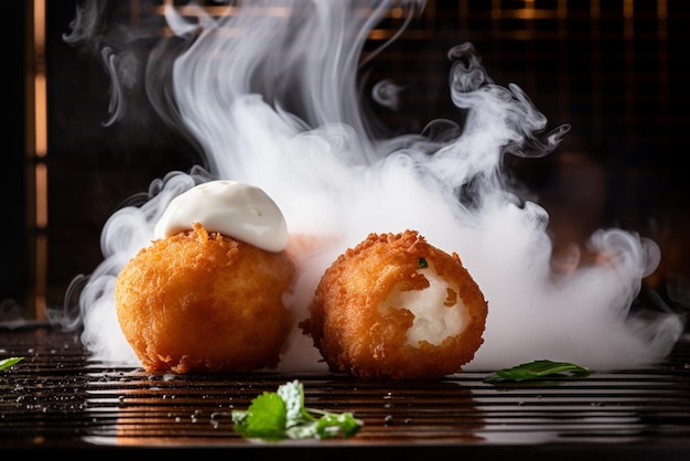 Photo a closeup of the crispy coating on a croquette