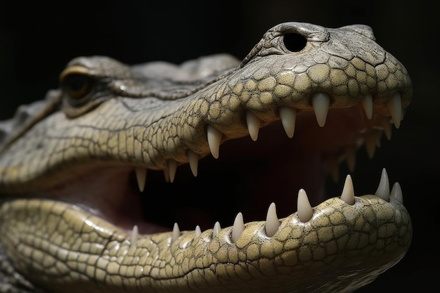 A closeup of a crocodile's teet