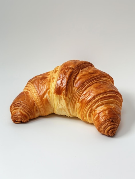 closeup croissant white background