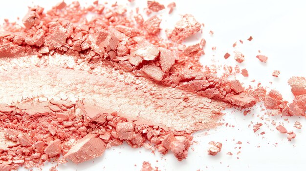 Photo a closeup of crushed peachcolored eyeshadow on a white background