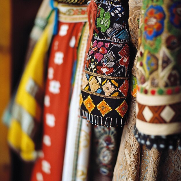 Photo a closeup of a cultural and ethnographic museums display of traditional clothing and attire