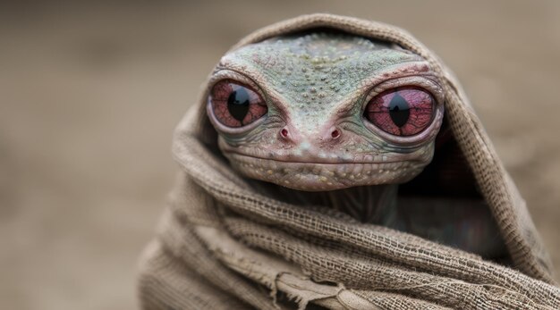 Photo closeup of a curious gecko with vibrant red eyes