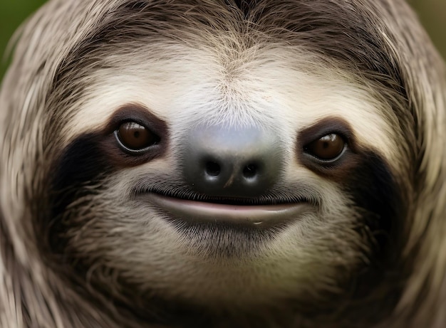 Closeup of cute sloth animal face