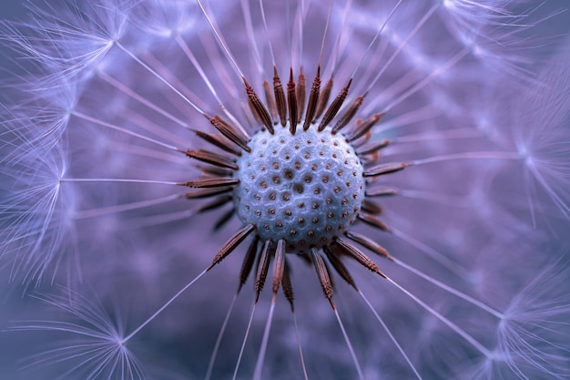 Closeup of dandelion flower plant in springtime