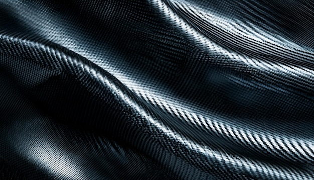 A closeup of dark textured fabric showcasing smooth waves and intricate patterns