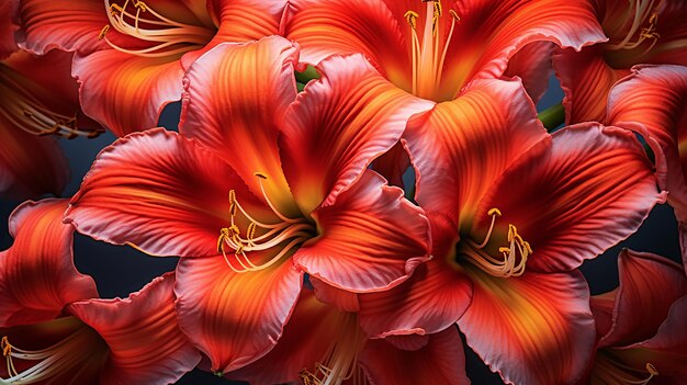 CloseUp of Daylily Flowers Hemerocallis Strawberry Swirl