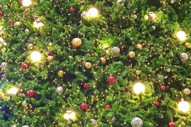 Closeup of a decorated Christmas tree