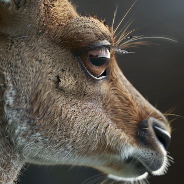 Photo closeup of a deers eye and nose