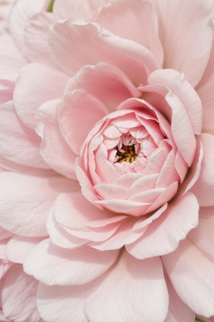 Closeup of a delicate beautiful blooming opening bud of pink peony rose