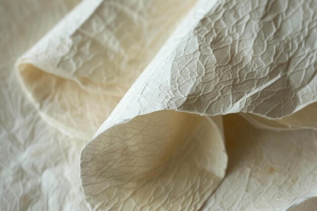 Closeup of a delicate crinkled paper texture with natural light