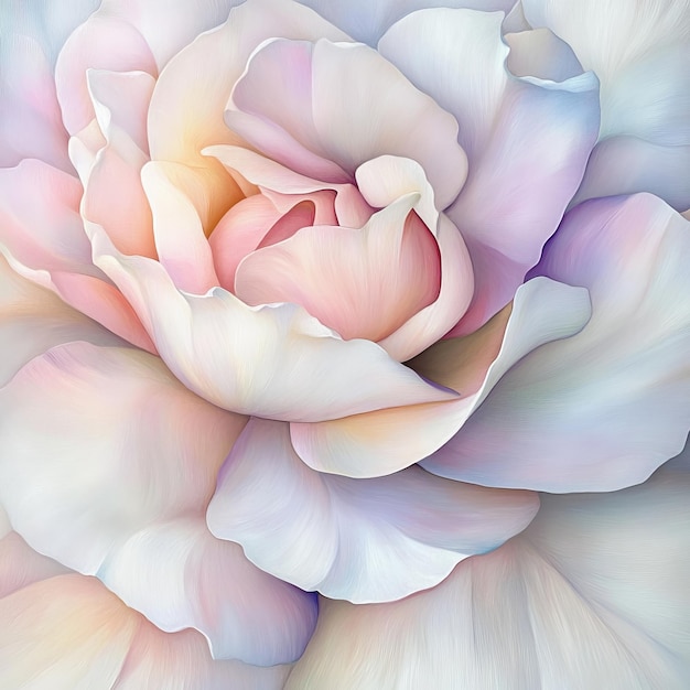 A closeup of a delicate pastelcolored rose flower in soft focus