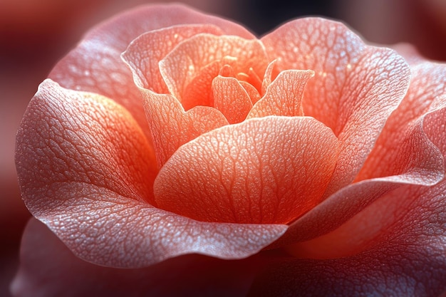 Photo a closeup of a delicate pink rose petal with dew drops