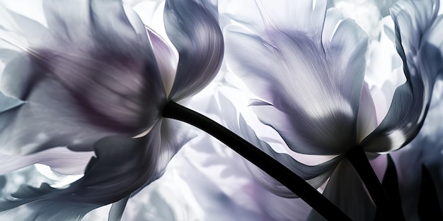 CloseUp of Delicate Purple and White Flower Petals with Soft Backlighting