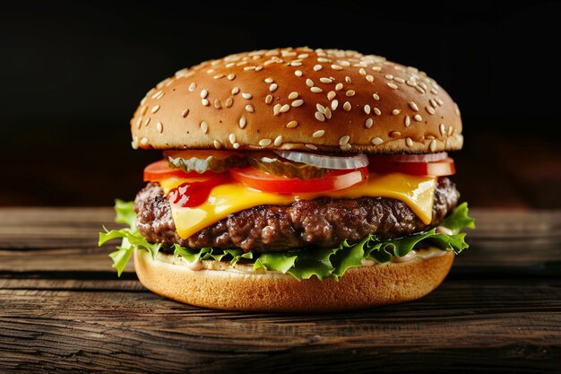 Closeup of a delicious hamburger