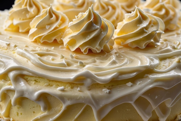 Closeup of a Delicious White Frosted Cake