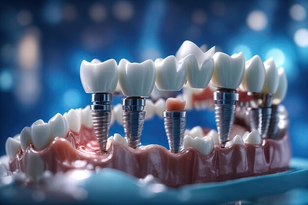 Closeup of dental tooth implant ai generative