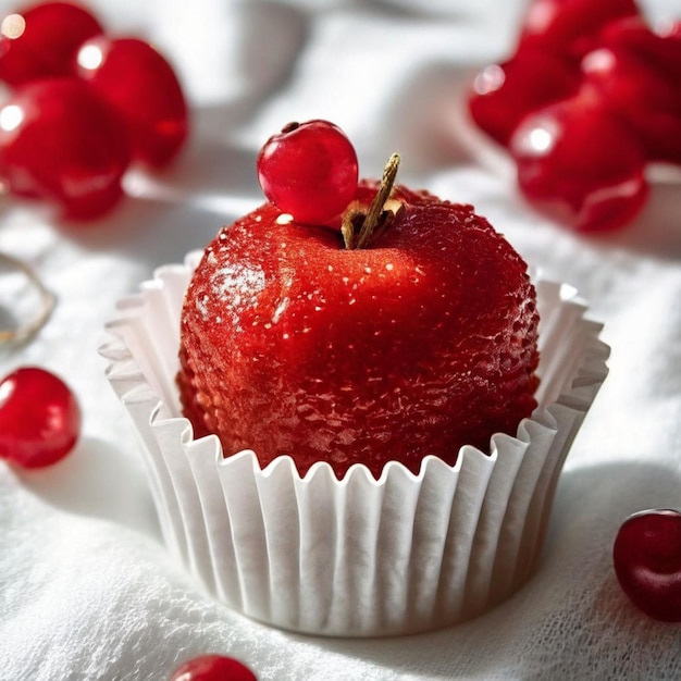 Closeup of dessert in glass against white backgroundRomania