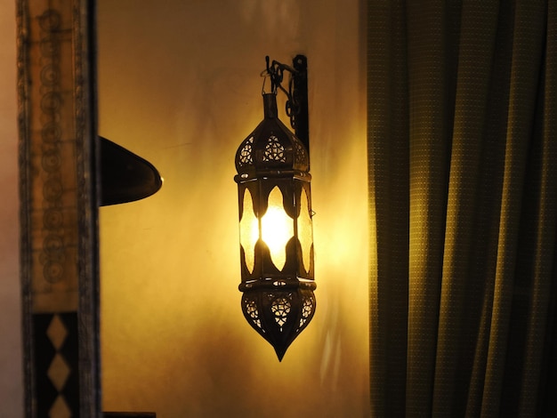 Closeup detail of the traditional moroccan lamp lantern