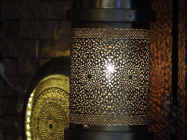 Closeup detail of the traditional moroccan lamp