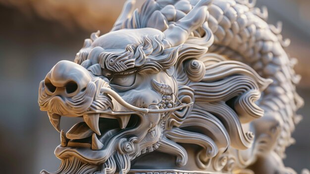 Photo closeup of a detailed dragon statue