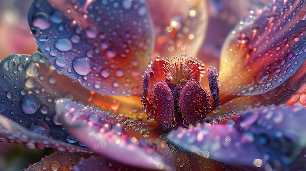 Closeup of DewCovered Flower Vivid Petals Sparkle