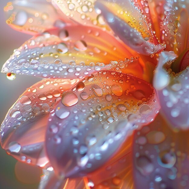 Closeup of DewCovered Flower Vivid Petals Sparkle