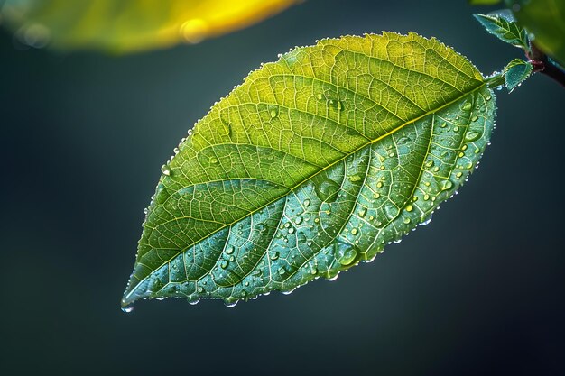 CloseUp of DewCovered Green Leaf Nature Photography for Print Card Poster Design