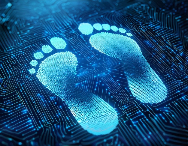 Photo closeup of digital footprint concept