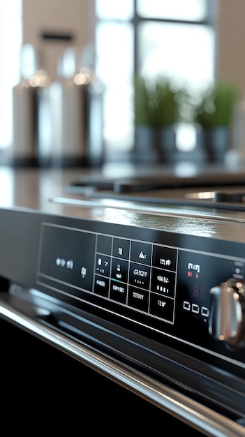 Photo closeup of dishwasher control panel showcasing settings