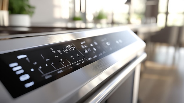 Photo closeup of dishwasher control panel showcasing settings